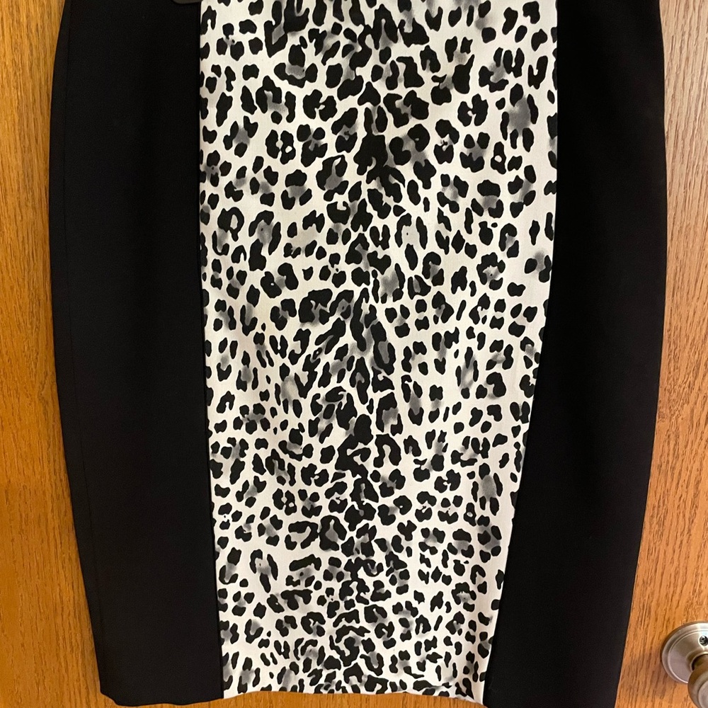 White House Black Market Pencil Skirt Leopard Print Black and White Skirt